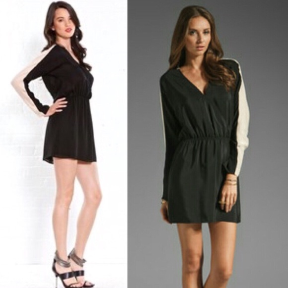 P A R K E R : Color Block Faux Wrap Mini Dress - Picture 2 of 8